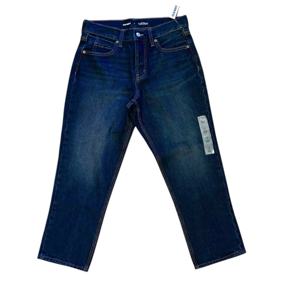 Old Navy High-Rise Slouchy Straight Crop Jeans Women’s 2 Dark Wash NWT